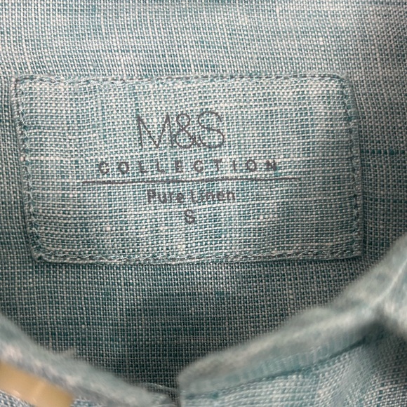 M&S COLLECTION Pure Linen Shirt Mint Sz S - Picture 7 of 13